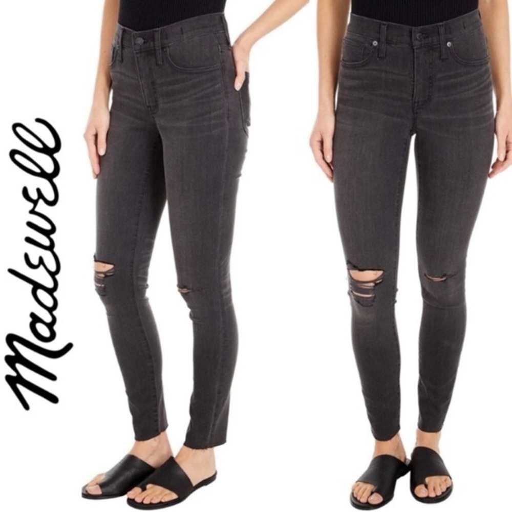 🔥 SALE Madewell NWT 9" Mid-Rise Skinny Jeans in Black Sea size 23